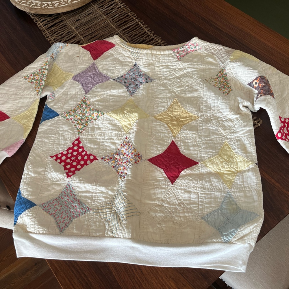 K.A.S. Original Fredericksburg TX, made from vintage quilts, pullover size Lg